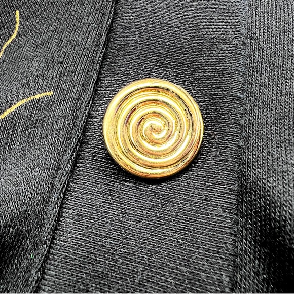 Vintage Adolfo Sport Womens Abstract Print Metallic Gold Top Size XL Black Artsy - Picture 13 of 15